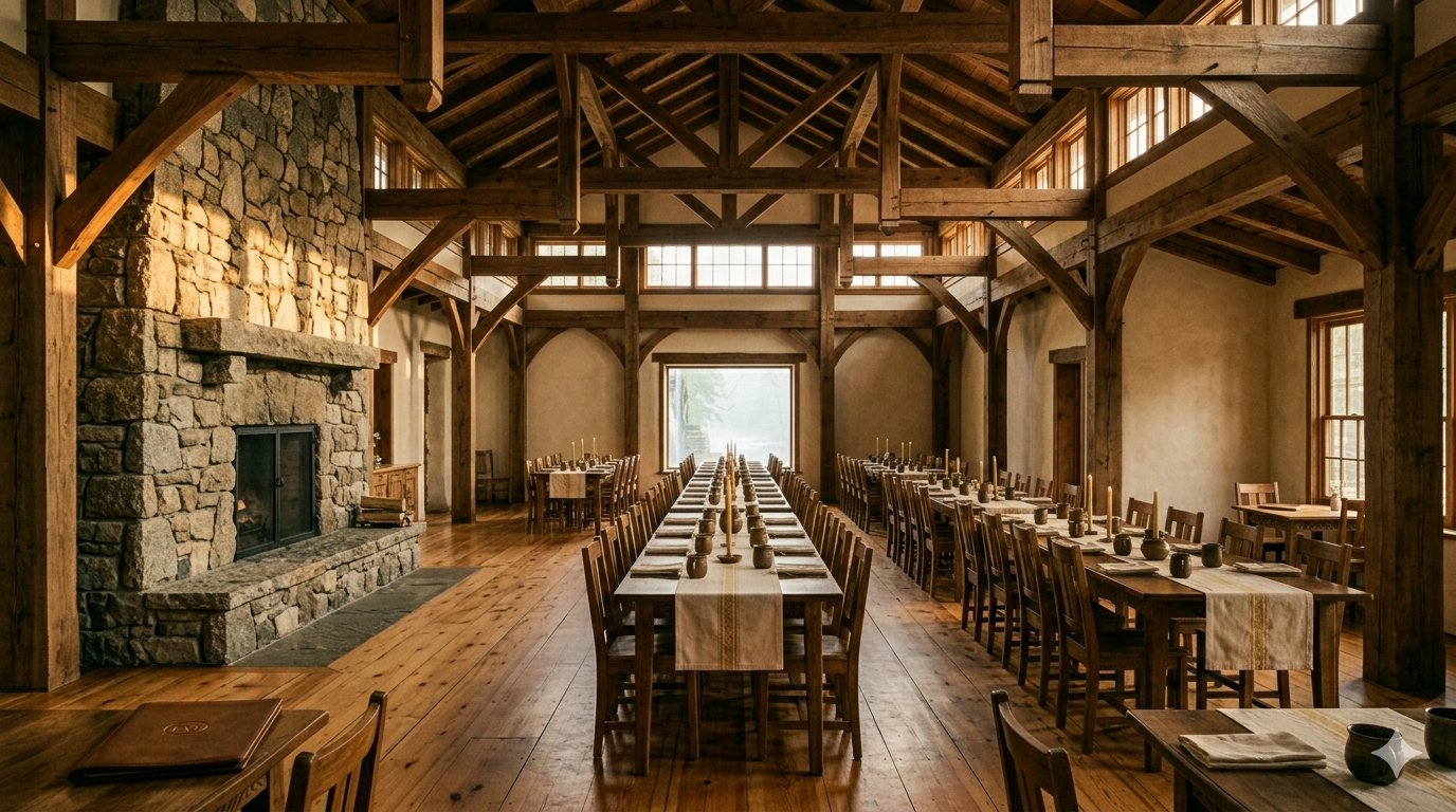 The great hall of the Lodge at Falling Water